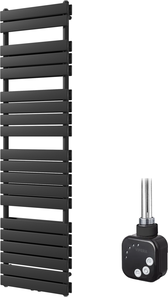 Vipera Vulcan sèche-serviettes Doublé 50 x 183,5 cm chauffage électrique noir mat raccordement latéral et central possible 1200W, résistance incluse