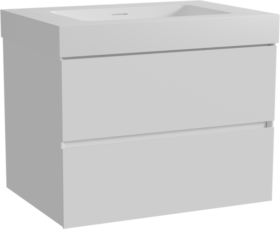 Storke Edge zwevend badmeubel 75 x 52 cm mat wit met Mata High enkele wastafel in solid surface mat wit