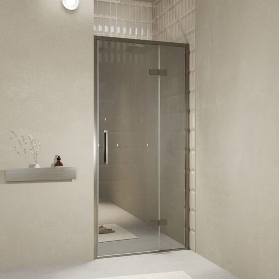 Balmani Senses Design porte pivotante à droite 100 cm x 210 cm verre Miroir Reflex, Profil Brushed GunMetal, coating inclus