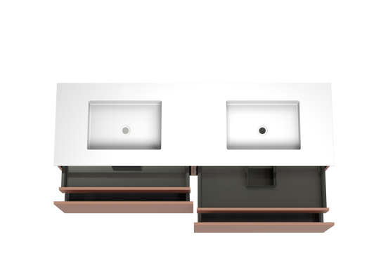 Balmani Sfera hängendes Möbelstück Set: 180 x 55 cm, Cotto, mit Tablo Stretto Doppelwaschtisch, Solid Surface Weiß matt