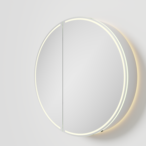Balmani Mara spiegelkast Rond Ø 80 mat wit met spiegelverlichting en anti-damp