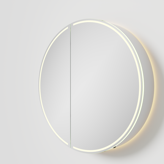Balmani Mara spiegelkast Rond Ø 80 mat wit met spiegelverlichting en anti-damp