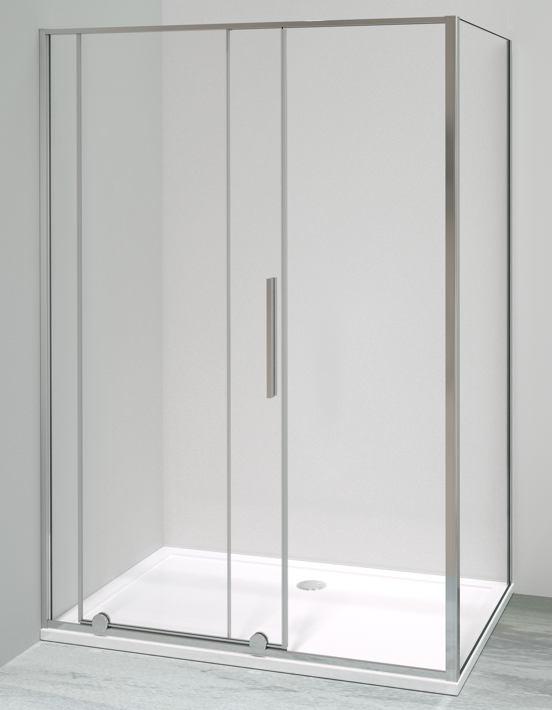Luca Varess Morano paroi de douche avec porte coulissante et paroi latérale fixe 90 x 140 cm verre transparent profil chrome brillant