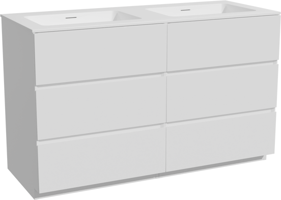 Storke Edge meuble salle de bains à poser 130 x 52 cm blanc mat avec Mata double vasque en solid surface blanc mat