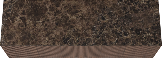 Balmani Eclips hängendes Möbelstück Set: 180 x 55 cm, Amerikanischer Nussbaum, mit Stretto Einzel- oder Doppel Waschtischplatte Marmor Dark Emperador, Vertikale symmetrische gerade Rippe