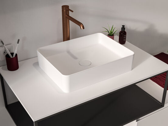 Storke Tavola enkel wastafelblad matte Solid Surface 85 x 52 cm