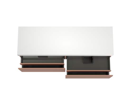 Balmani Sfera meuble salle de bains suspendu 180 x 55 cm cotto avec Dominus tablette simple ou double en solid surface blanc mat