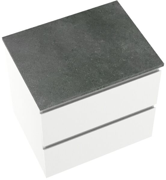 Linie Lado zwevend badkamermeubel 60 x 46 cm glanzend wit met Lado enkel tablet in melamine leisteen grijs
