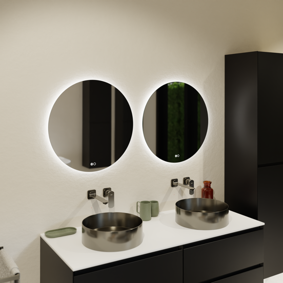 Balmani Giro Touch rond badkamerspiegel Ø 60 cm met spiegelverlichting en anti-damp