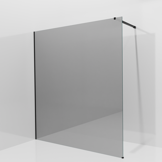 Balmani Modular Walk-In Dusche: 180 x 200 cm, Reflex-Spiegelglas, inklusive Coating, Profil Schwarz matt