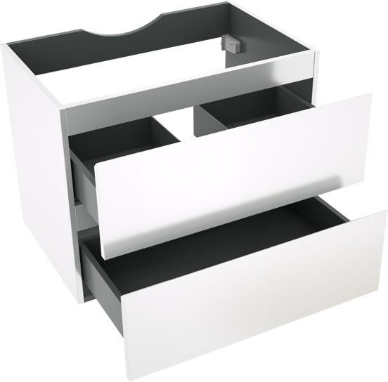 Linie Lado zwevende wastafelonderkast 70 x 46 cm hoogglans wit 2 lades