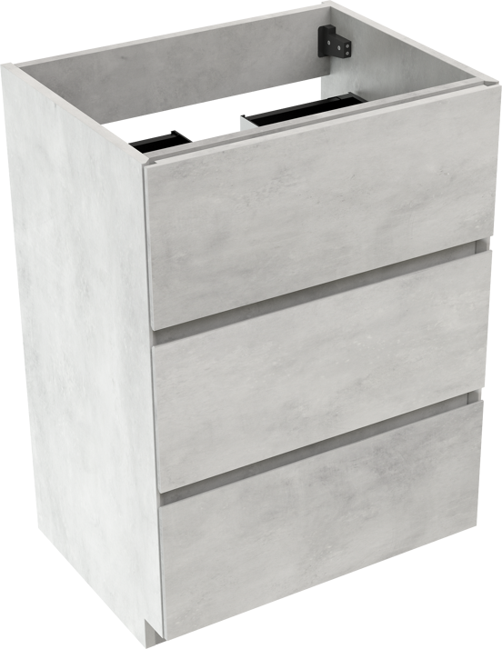 Storke Edge meuble sous-lavabo a poser 60 x 46 cm béton gris argent 3 tiroirs