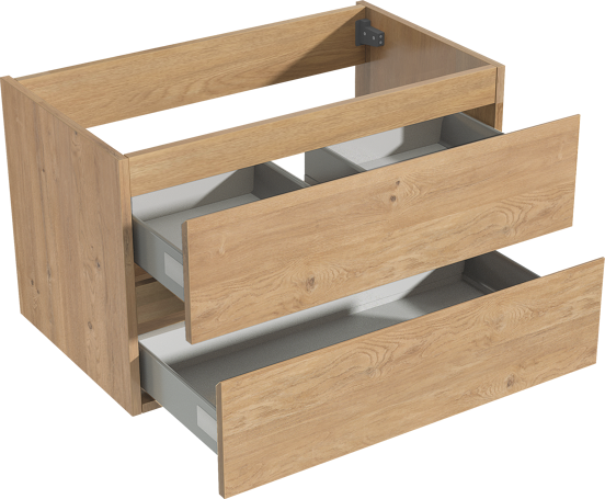 Storke Delta meuble sous-lavabo suspendu 80 x 48 cm chêne naturel 2 tiroirs