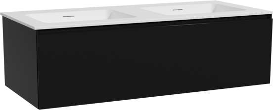 Storke Edge meuble salle de bains suspendu 120 x 52 cm noir mat avec Mata double vasque en solid surface blanc mat