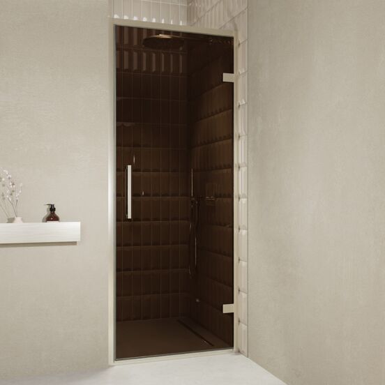 Balmani Senses Design douche draaideur rechts 90 cm x 210 cm Brons glas, Brushed CoolMetal profielen
