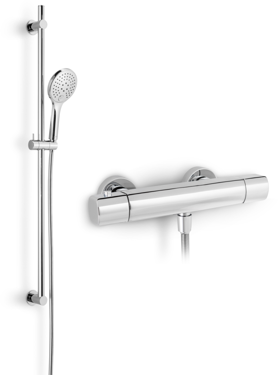 Blaufoss Boris opbouw regendoucheset thermostatische kraan glanzend chroom