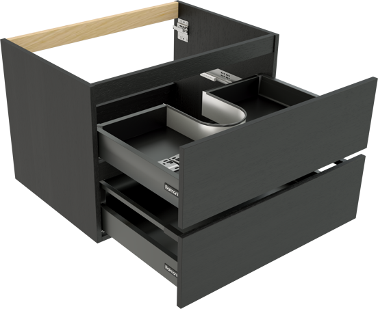 Balmani Lucida meuble sous-lavabo suspendu 75 x 55 cm chêne noir 2 tiroirs