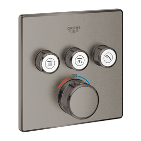 Grohe Grohtherm SmartControl Square thermostat de douche encastré 3 sorties Brushed Hard Graphite