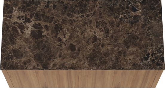 Balmani Eclips meuble salle de bains suspendu 120 x 55 cm Teck avec Stretto tablette simple ou double en Dark Emperador marbre