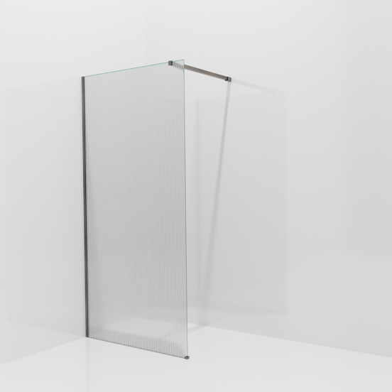 Balmani Modular douche à l'italienne: 100 x 200 cm, Ribs, avec coating, Profil Brushed GunMetal