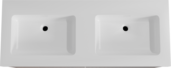 Storke Ribs meuble salle de bains suspendu 130 x 52 cm noyer avec Mata High double vasque en solid surface blanc mat, Nervure droite symétrique verticale