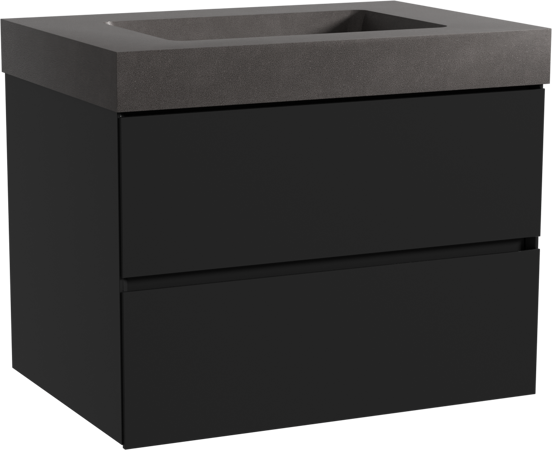 Storke Edge meuble salle de bains suspendu 75 x 52 cm noir mat avec Scuro High plan simple en quartz noir mat