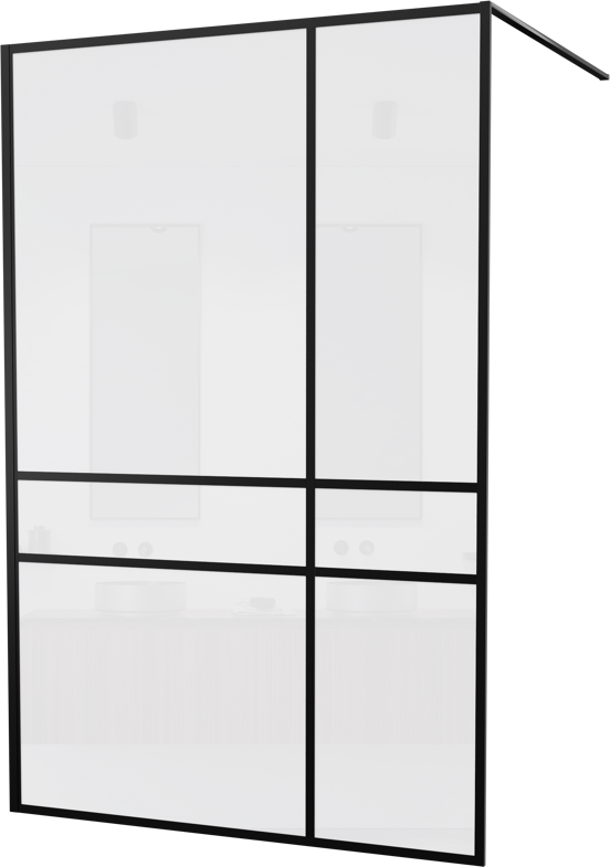 Balmani Framed Plus inloopdouche 140 x 210 cm links crossed glas zwart profiel
