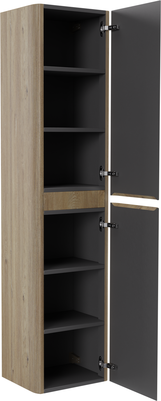 Storke Soft hängender Hochschrank Eiche rau 40 x 35 x 170 cm, Vert. Sym. Rippe