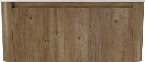Storke Soft hängendes Möbelstück Set: 120 x 46 cm, Eiche rau, mit Mata Soft Doppelwaschtischplatte Solid Surface Beige Granit