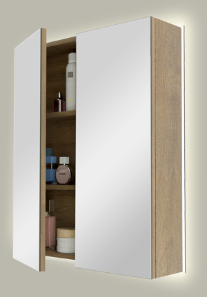 Linie Montro armoire de toilette lumineuse 60 x 75 cm chêne naturel