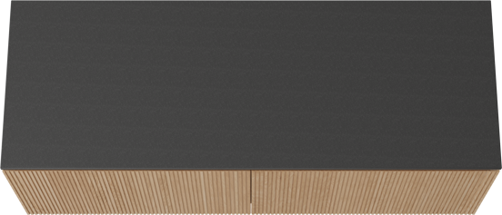 Balmani Eclips meuble salle de bains suspendu 150 x 55 cm Chêne naturelle avec Stretto tablette simple ou double en Granit noir, Nervure droite symétrique verticale