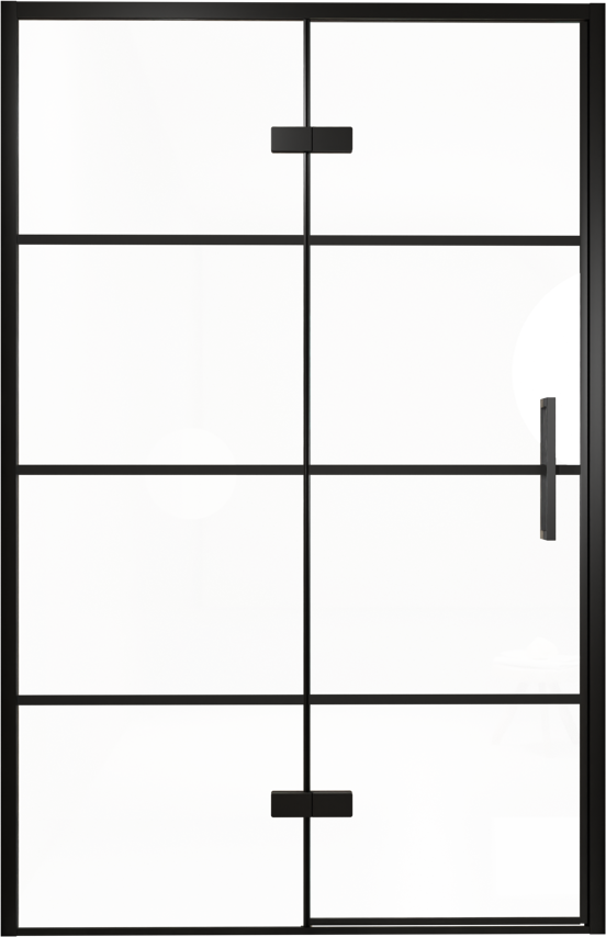 Balmani Senses Design douche draaideur links 140 cm x 210 cm Lined glas, Zwarte profielen, met coating