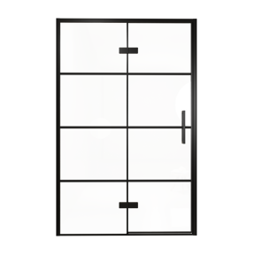 Balmani Senses Design Dusche Drehtür, Links, 140 cm x 210 cm, Lined, Profil Schwarz