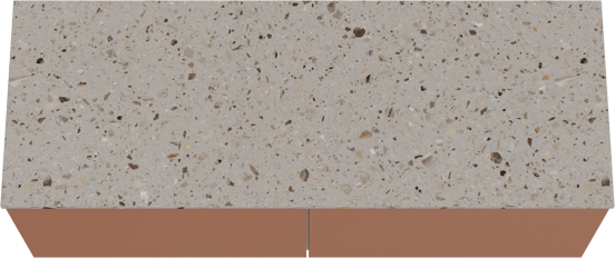 Balmani Sfera hängendes Möbelstück Set: 150 x 55 cm, Cotto, mit Stretto Einzel- oder Doppel Waschtischplatte, Terrazzo in Greige