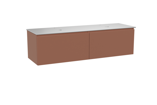 Balmani Sfera hängendes Möbelstück Set: 180 x 55 cm, Cotto, mit Facetta Doppel Waschtischplatte, Solid Surface Weiß matt