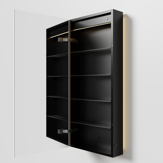 Balmani Mara armoire de toilette lumineux et anti-buée 45 x 100 cm noir mat