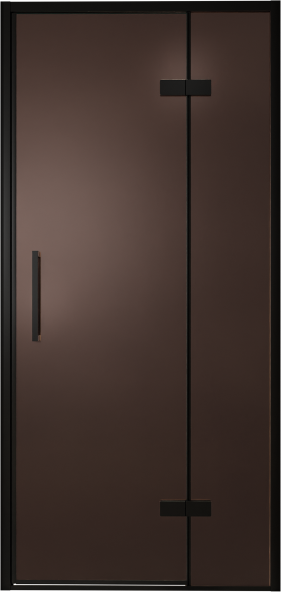 Balmani Senses Design Dusche Drehtür, Rechts, 100 cm x 210 cm, Bronze, Profil Schwarz