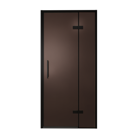 Balmani Senses Design douche draaideur rechts 100 cm x 210 cm Brons glas, Zwarte profielen