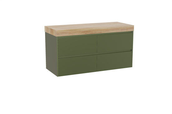 Storke Seda hängendes Möbelstück Set: 130 x 52 cm, OlivgrÃ¼n, mit Kada Einzel- oder Doppel Waschtischplatte, Hochdrucklaminat (HPL) Rustikales Teak