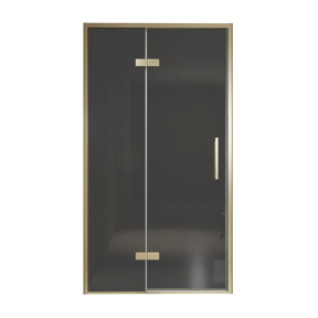 Balmani Senses Design Dusche Drehtür, Links, 120 cm x 210 cm, Rauchglas, Profil Brushed Champagner Gold