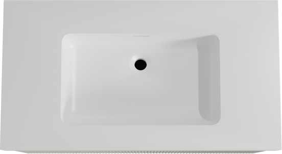 Storke Ribs meuble salle de bains suspendu 95 x 52 cm soie grise avec Mata High plan simple en solid surface blanc mat, Nervure droite symétrique verticale
