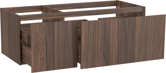 Balmani Fila zwevende wastafelonderkast 135 x 55 cm asymmetrisch rechts fineer notelaar 4 lades