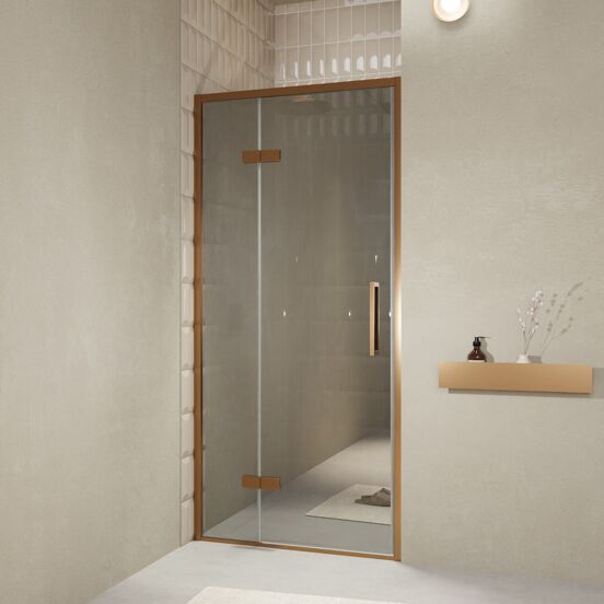 Balmani Senses Design douche draaideur links 100 cm x 210 cm Reflex spiegelglas, Brushed Rosegold profielen