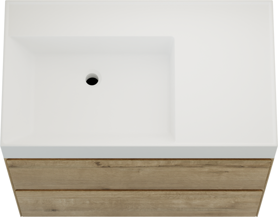 Balmani Mitra Compact meuble salle de bains suspendu 60 x 46 cm Noyer américain avec Argila vasque asymétrique droite en marbre composite blanc mat