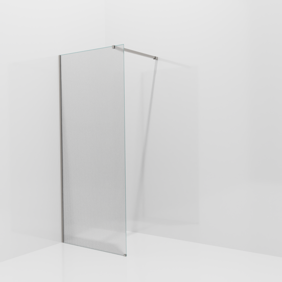 Balmani Modular Walk-In Dusche: 90 x 200 cm, Ribs, inklusive Coating, Profil Brushed Inox