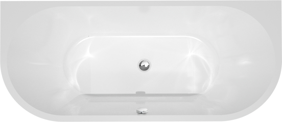 Linie Paulo halb freistehende Badewanne: 170 x 75 cm, Acryl, Weiß glänzend