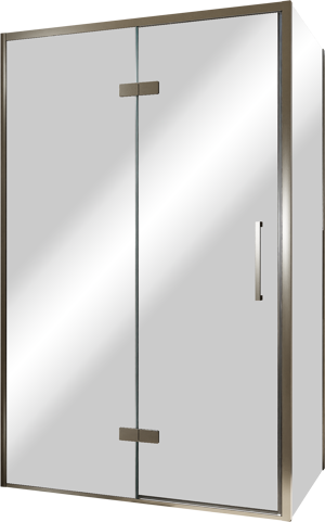 Balmani Senses Design douche en coin avec porte pivotante à gauche et paroi latérale fixe, 120 x 90 cm, Miroir Reflex, Profil Brushed GunMetal, coating inclus