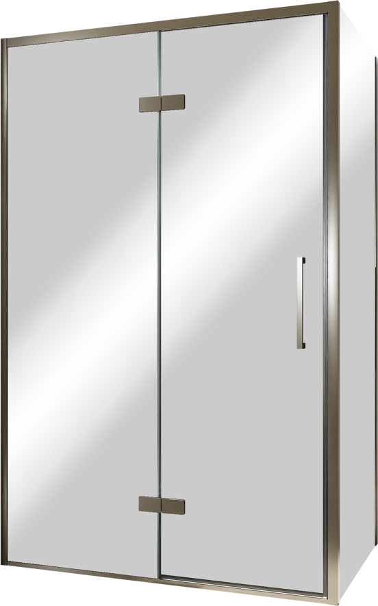 Balmani Senses Design douchehoek met linkse draaideur en vaste zijwand, 120 x 100 cm, Reflex spiegelglas, Brushed GunMetal profielen, met coating