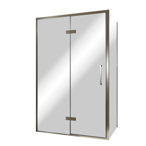 Balmani Senses Design douchehoek met linkse draaideur en vaste zijwand, 120 x 100 cm, Reflex spiegelglas, Brushed GunMetal profielen