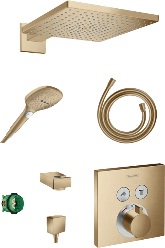 Hansgrohe Showerselect colonne de douche encastrée robinet thermostatique avec douche de tête carrée 30 cm Brushed bronze